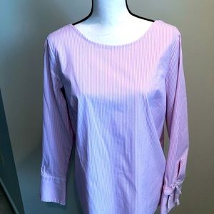 Talbots pink and white striped blouse